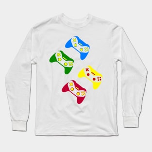 Multi-color Gamer Controller Long Sleeve T-Shirt